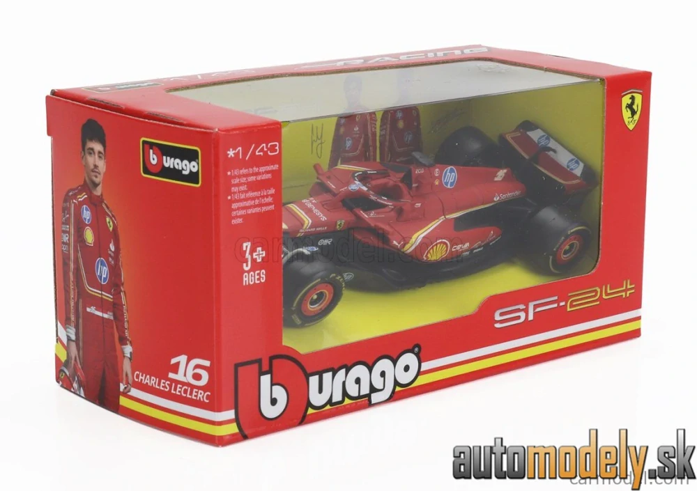 Bburago - FERRARI F1 SF-24 TEAM SCUDERIA FERRARI N 16 4th EMILIA ROMAGNA IMOLA GP 2024 CHARLES LECLERC - 1:43