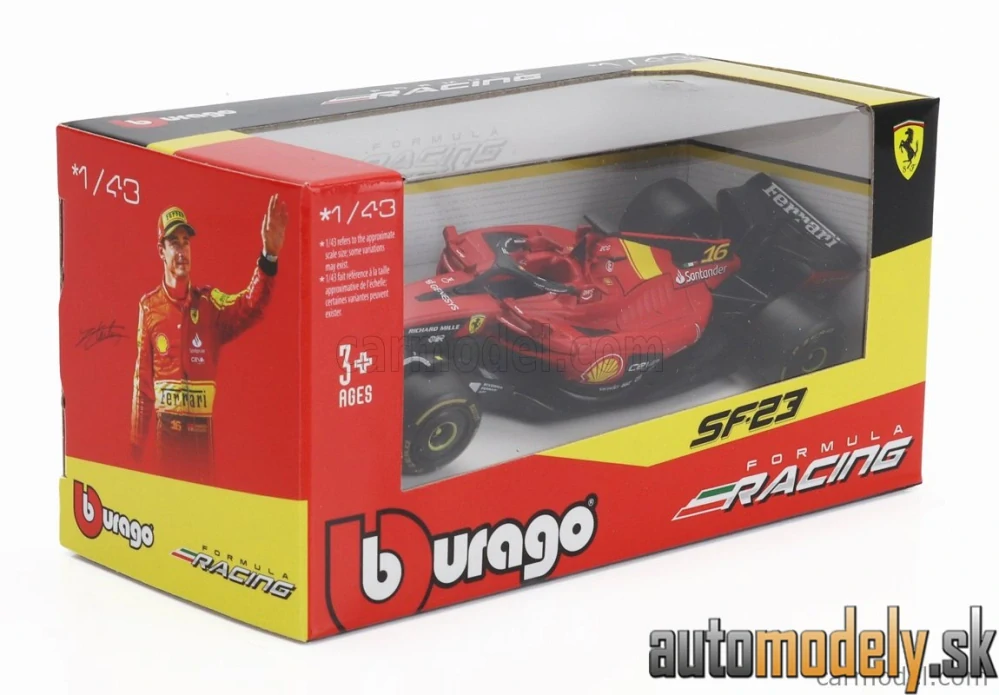 Bburago - FERRARI F1 SF-23 TEAM SCUDERIA FERRARI N 16 4th MONZA ITALY GP 2023 CHARLES LECLERC - 1:43