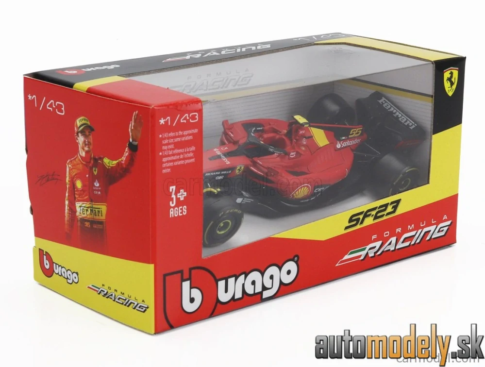Bburago - FERRARI F1 SF-23 TEAM SCUDERIA FERRARI N 55 POLE POSITION 3rd MONZA ITALY GP 2023 CARLOS SAINZ - 1:43