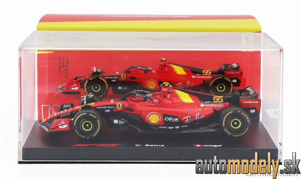 Bburago - FERRARI F1 SF-23 TEAM SCUDERIA FERRARI N 55 POLE POSITION 3rd MONZA ITALY GP 2023 CARLOS SAINZ - 1:43