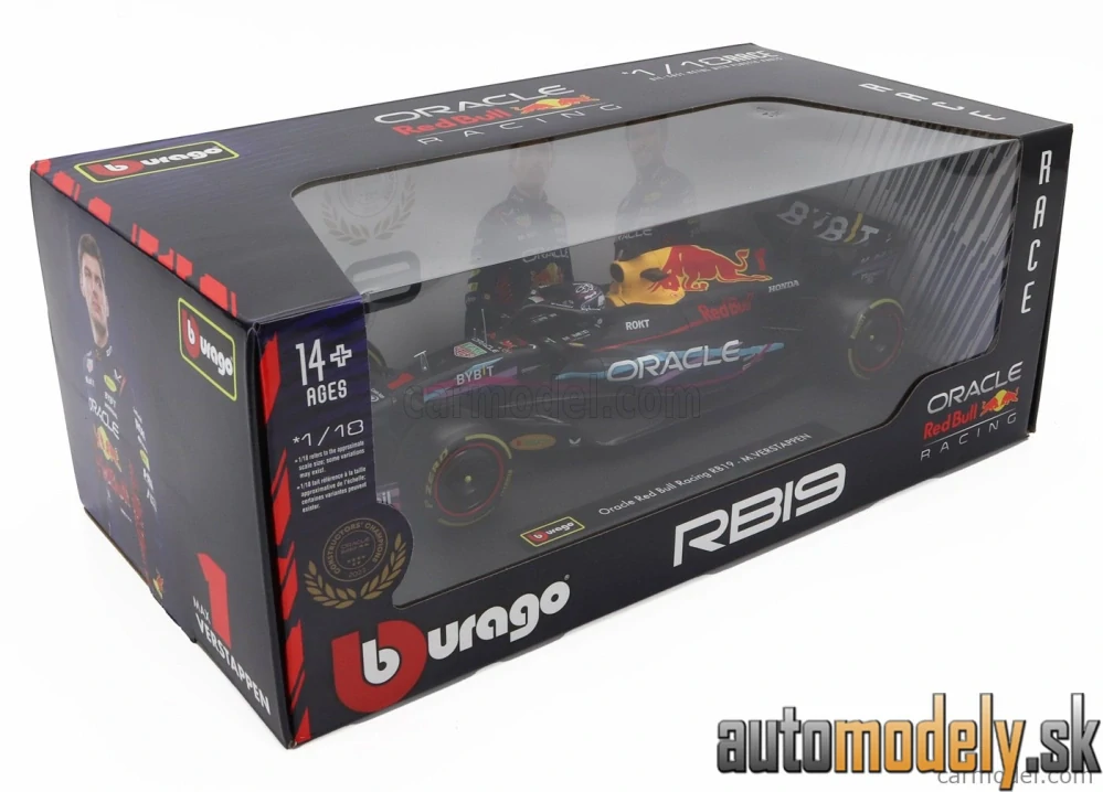 Bburago - RED BULL - F1 RB19 TEAM ORACLE RED BULL RACING N 1 WORLD CHAMPION WINNER MIAMI GP 2023 MAX VERSTAPPEN - 1:18
