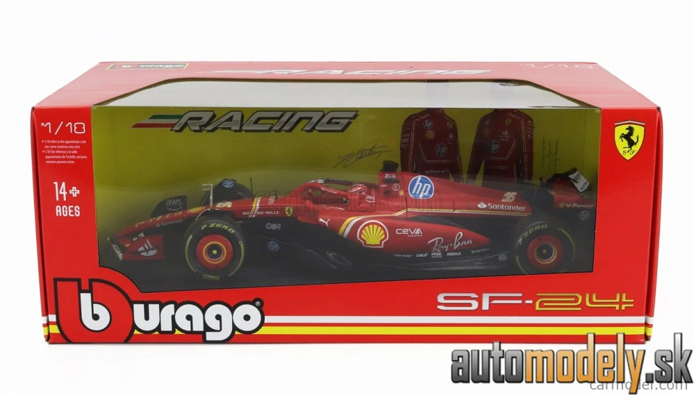 BURAGO - FERRARI - F1 SF-24 TEAM SCUDERIA FERRARI N 16 SEASON 2024 CHARLES LECLERC - 1:18