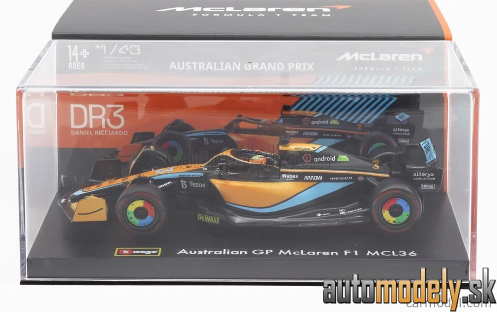 BURAGO - McLAREN - F1 MCL36 TEAM MCLAREN N 3 AUSTRALIAN GP 2022 DANIEL RICCIARDO - 1:43