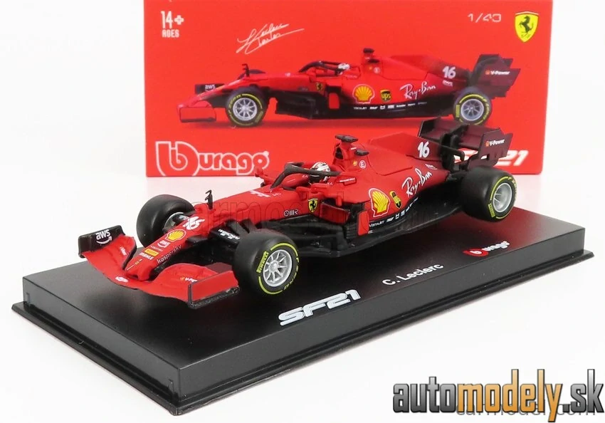 BURAGO - FERRARI - F1 SF21 TEAM SCUDERIA FERRARI MISSION WINNOW N 16 SEASON 2021 CHARLES LECLERC - 1:43