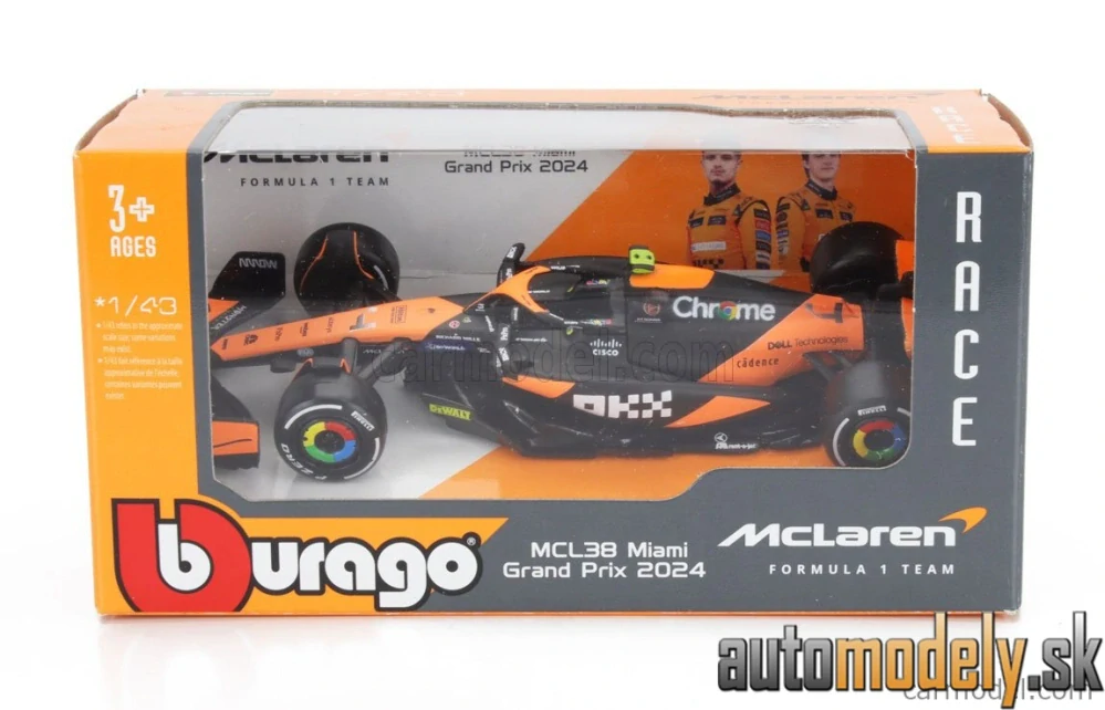 BURAGO - McLAREN - F1 MCL38 TEAM MCLAREN N 4 SEASON 2024 LANDO NORRIS - 1:43