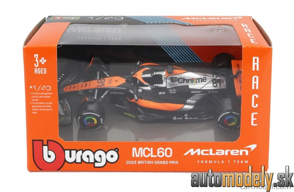 BURAGO - McLAREN - F1 MCL60 TEAM McLAREN N 81 4th BRITISH GP 2023 OSCAR PIASTRI - 1:43