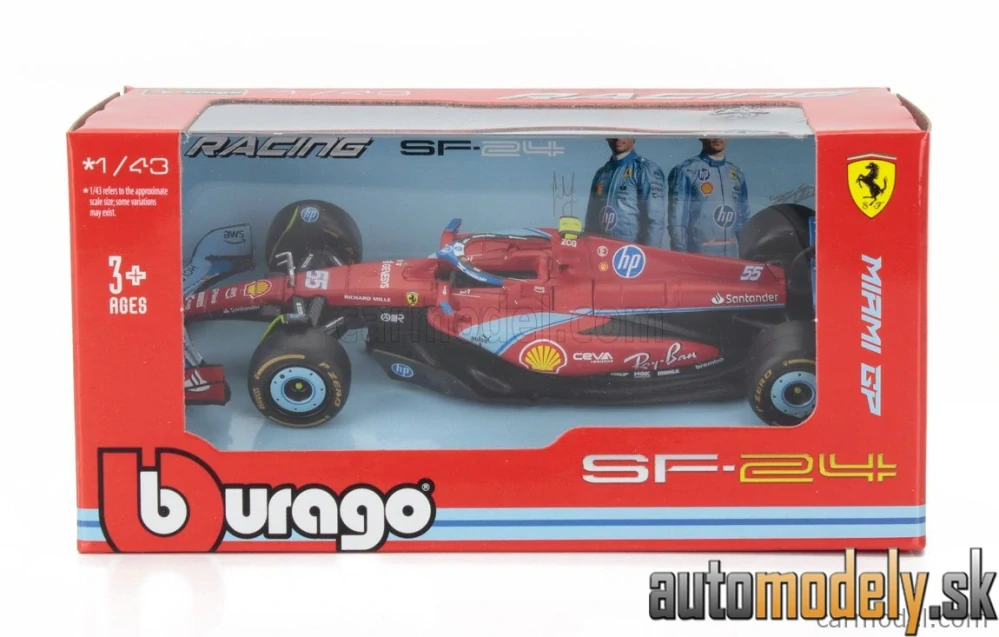 Bburago - FERRARI F1 SF-24 TEAM SCUDERIA FERRARI N 55 5th MIAMI GP 2024 CARLOS SAINZ - 1:43