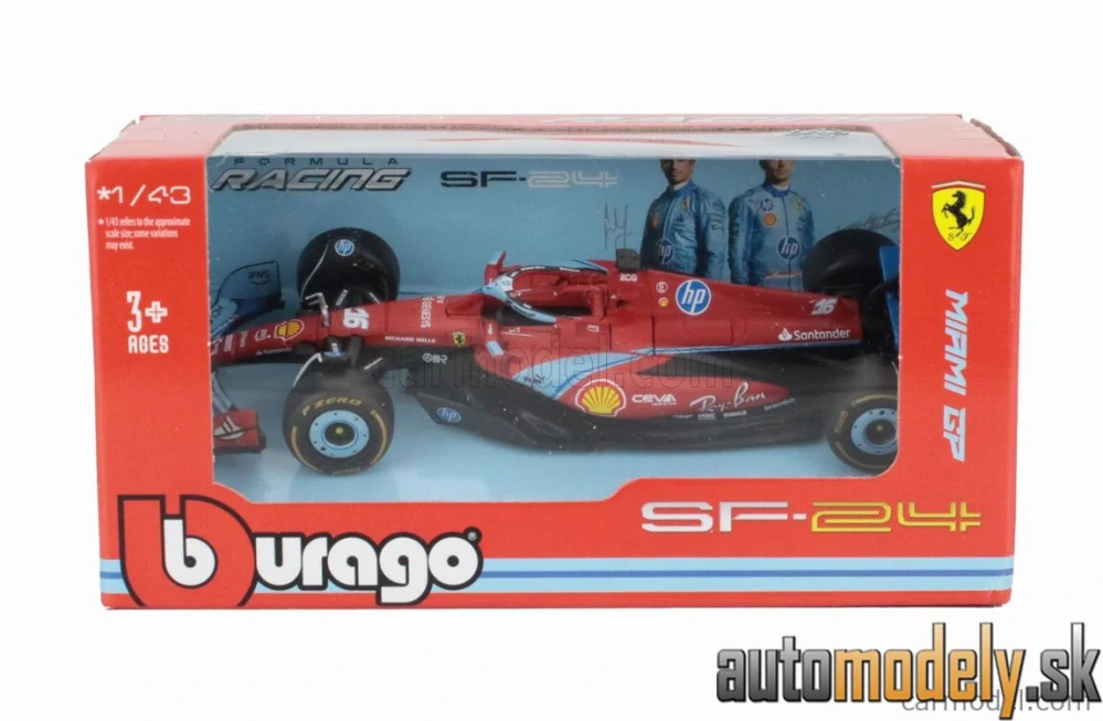 Bburago - FERRARI - F1 SF-24 TEAM SCUDERIA FERRARI N 16 3rd MIAMI GP 2024 CHARLES LECLERC - 1:43