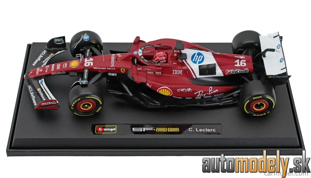 Bburago - FERRARI F1 SF-25 TEAM SCUDERIA FERRARI N 16 SEASON 2025 CHARLES LECLERC - 1:18
