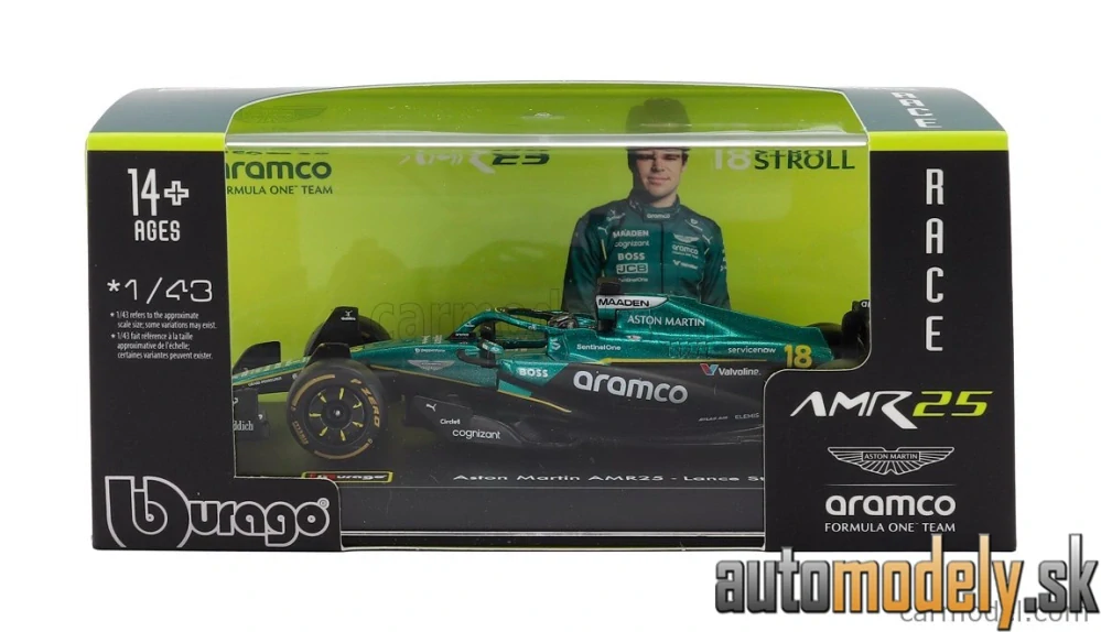 Bburago - ASTON MARTIN - F1 AMR25 TEAM ARAMCO COGNIZANT N 18 SEASON 2025 LANCE STROLL - 1:43