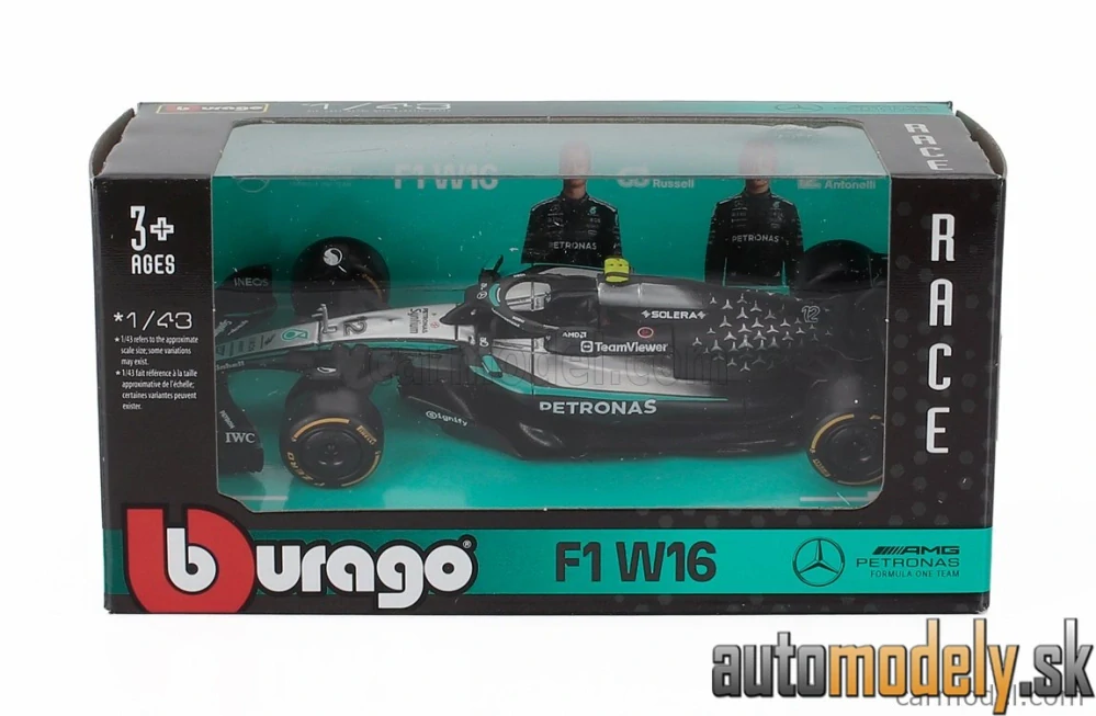Bburago - MERCEDES GP - F1 W16 TEAM AMG PETRONAS MOTORSPORT N 12 SEASON 2025 ANDREA KIMI ANTONELLI - 1:43