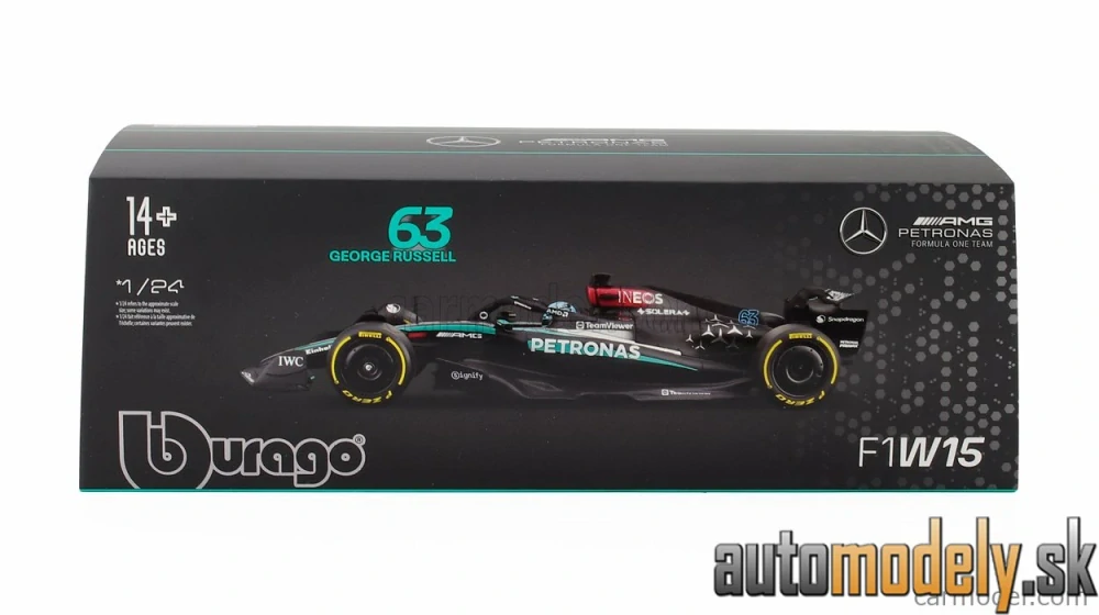 Bburago - MERCEDES GP - F1 W15 EQ PERFORMANCE TEAM AMG PETRONAS MOTORSPORT N 63 SEASON 2024 GEORGE RUSSELL - 1:24