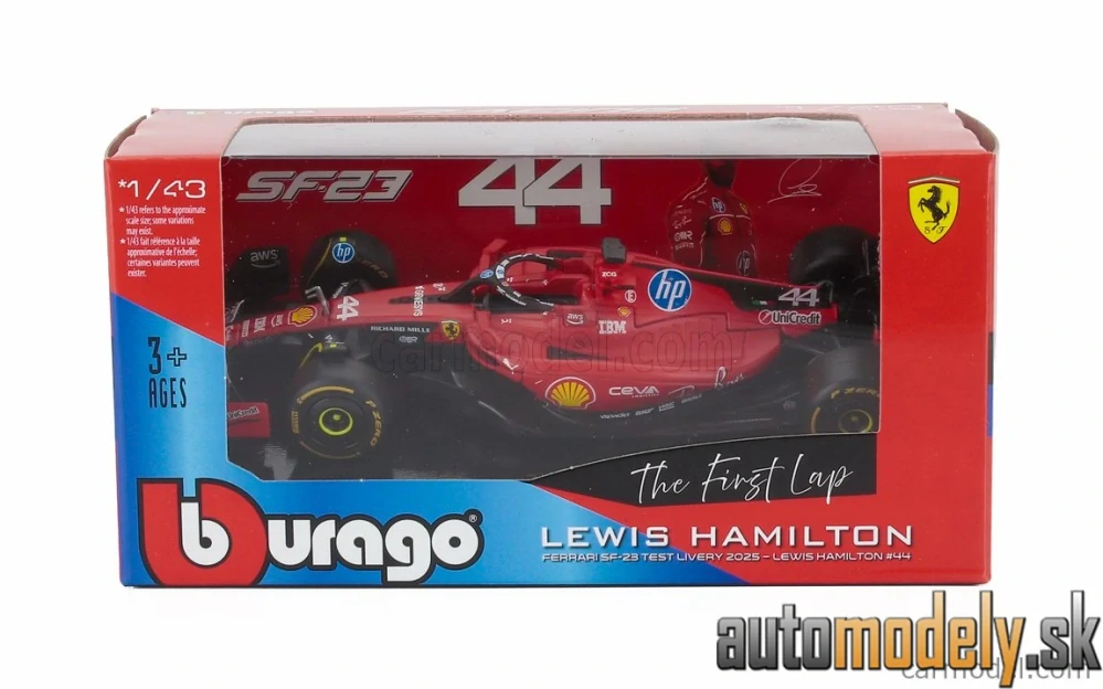 Bburago - FERRARI - F1 SF-23 TEAM SCUDERIA FERRARI HP N 44 TEST FIORANO 2025 LEWIS HAMILTON - 1:43