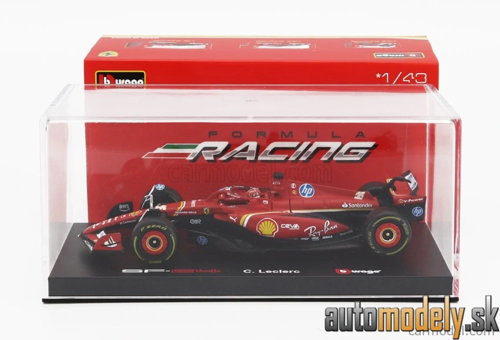 Bburago - FERRARI - F1 SF-24 TEAM SCUDERIA FERRARI N 16 4th EMILIA ROMAGNA IMOLA GP 2024 CHARLES LECLERC - 1:43