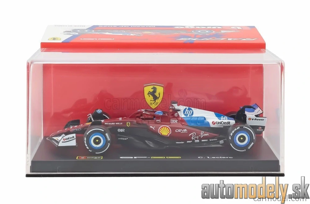 Bburago - FERRARI - F1 SF-25 TEAM SCUDERIA FERRARI HP N 16 MIAMI GP 2025 CHARLES LECLERC - 1:43
