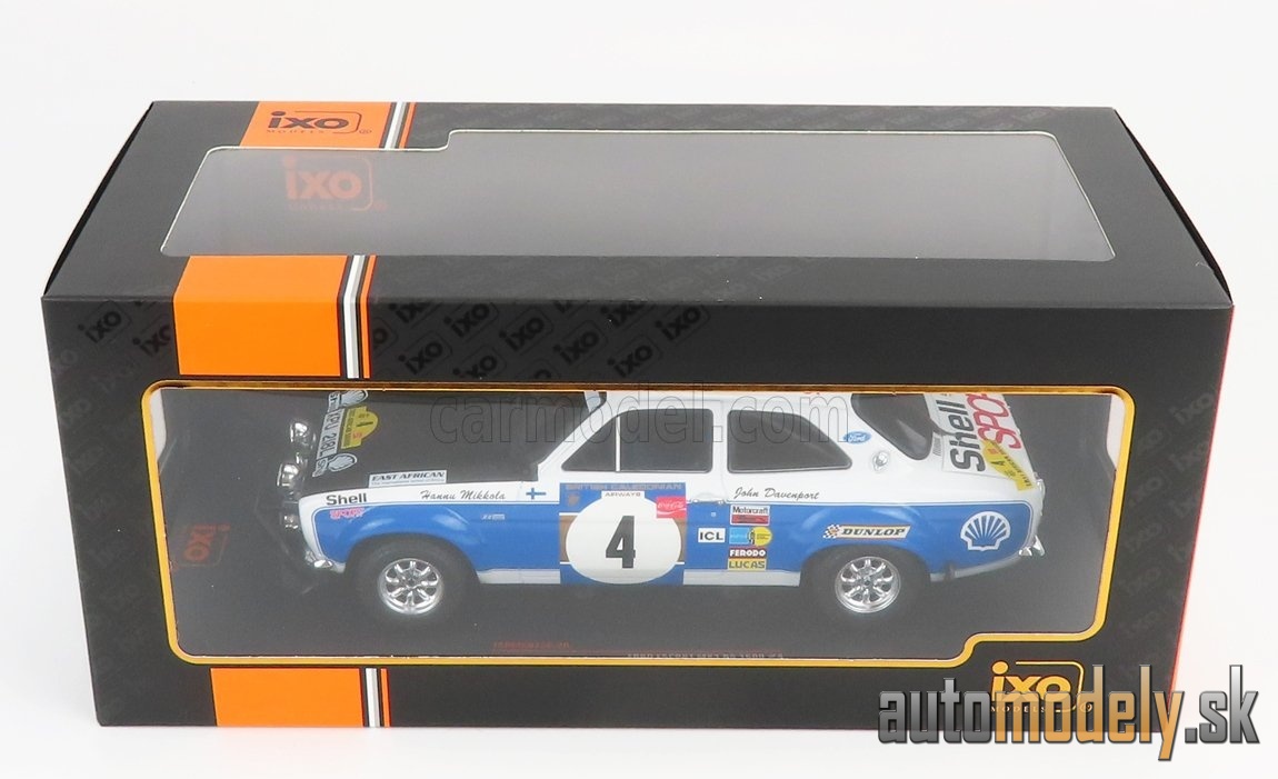 IXO-MODELS - FORD ENGLAND - ESCORT MKI RS 1600 (night version) N 4 RALLY SAFARI 1973 H.MIKKOLA - J.DAVENPORT - 1:18