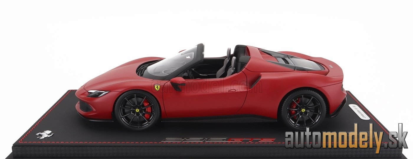 BBR-MODELS - FERRARI - 296 GTS SPIDER 2022 - CON VETRINA - WITH SHOWCASE  (ROSSO F1 SF75 - MATT RED) - 1:18