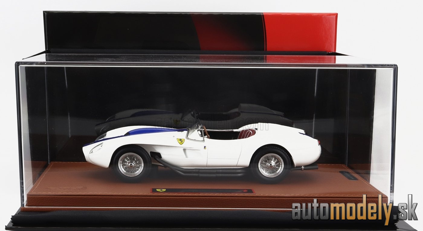 BBR-MODELS - FERRARI - 250TR TESTAROSSA SPIDER 1957 - CON VETRINA - WITH SHOWCASE  (WHITE BLUE) ) - 1:18