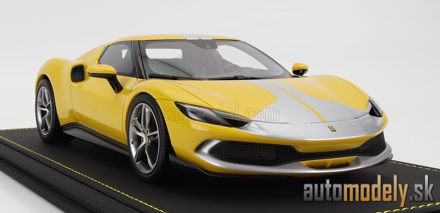BBR-MODELS - FERRARI - 296 GTB ASSETTO FIORANO 2022 - CON VETRINA - WITH SHOWCASE (GIALLO MODENA - YELLOW SILVER) - 1:18