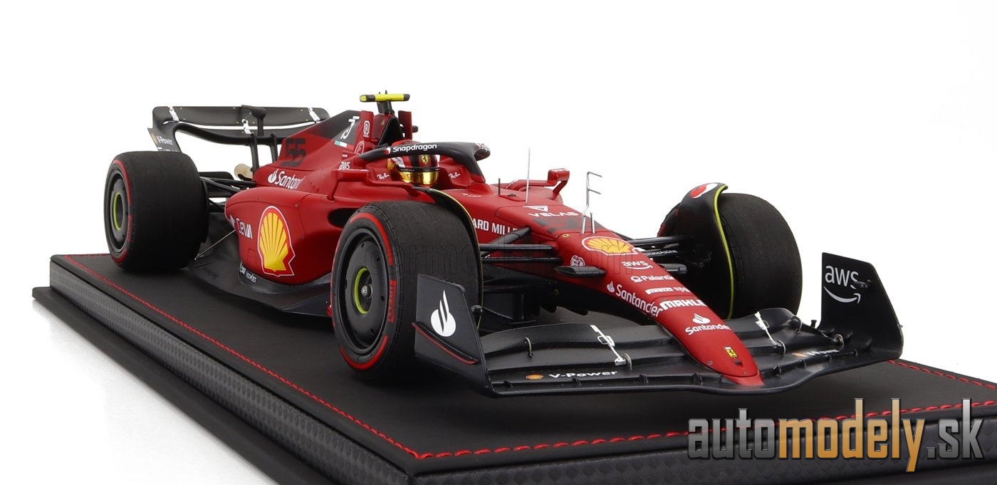 BBR-MODELS - FERRARI - F1-75 TEAM SCUDERIA FERRARI N 55 2nd BAHRAIN GP 2022 CARLOS SAINZ - CON VETRINA - WITH SHOWCASE - 1:18