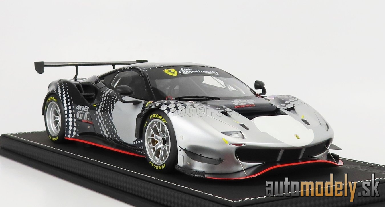 BBR-MODELS - FERRARI - 488 GT MODIFICATA CLUB COMPETIZIONI GT 2020 - CON VETRINA - WITH SHOWCASE (BLU NART - BLUE SILVER) - 1:18