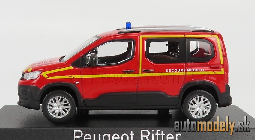 NOREV - PEUGEOT - RIFTER POMPIERS SECOURS MEDICAL 2019 (RED YELLOW) - 1:43 