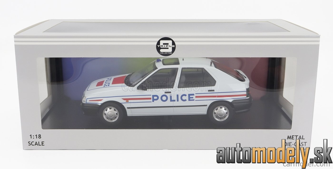 Triple9 - RENAULT R19 FRANCE POLICE 1994 WHITE RED BLUE - 1:18