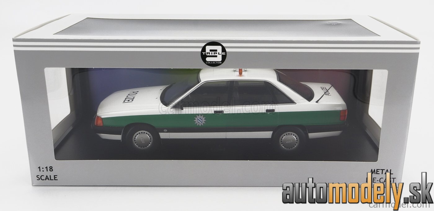 Triple9 - AUDI 100 (C3) POLIZEI 1989 WHITE GREEN - 1:18