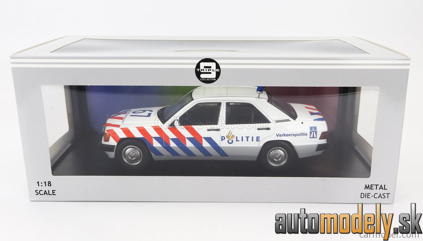 Triple9 - MERCEDES BENZ 190E (W201) N 67 POLICE DUTCH 1993 WHITE BLUE RED - 1:18