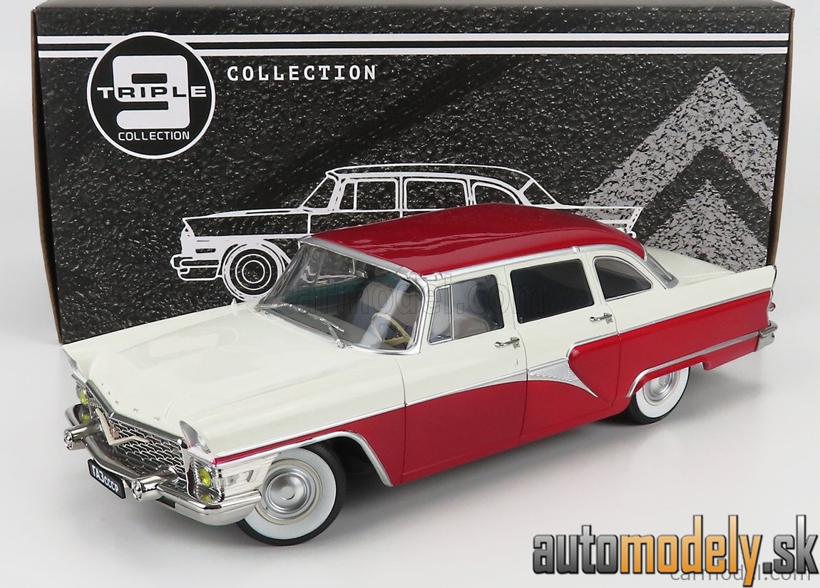 Triple9 - GAZ 13 Čajka 1959 tmavočervená biela - 1:18