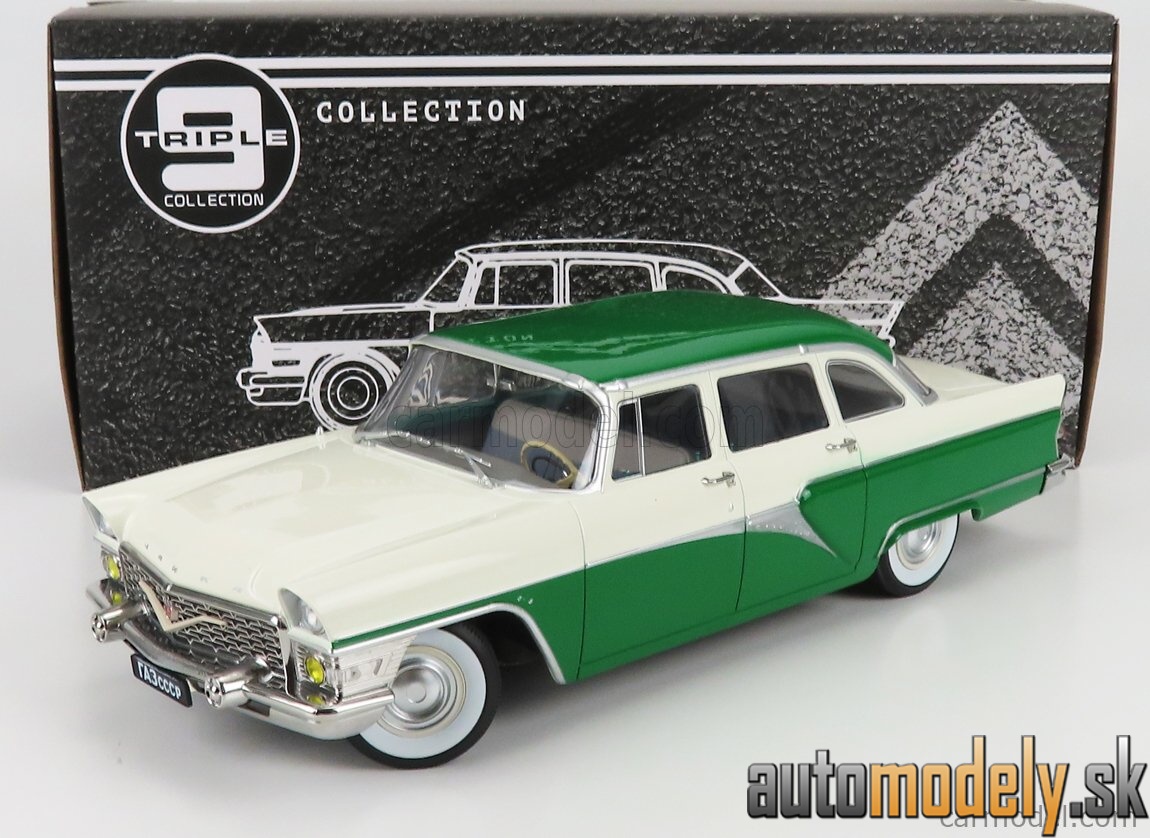 Triple9 - GAZ 13 Čajka 1959 zeleno biela - 1:18