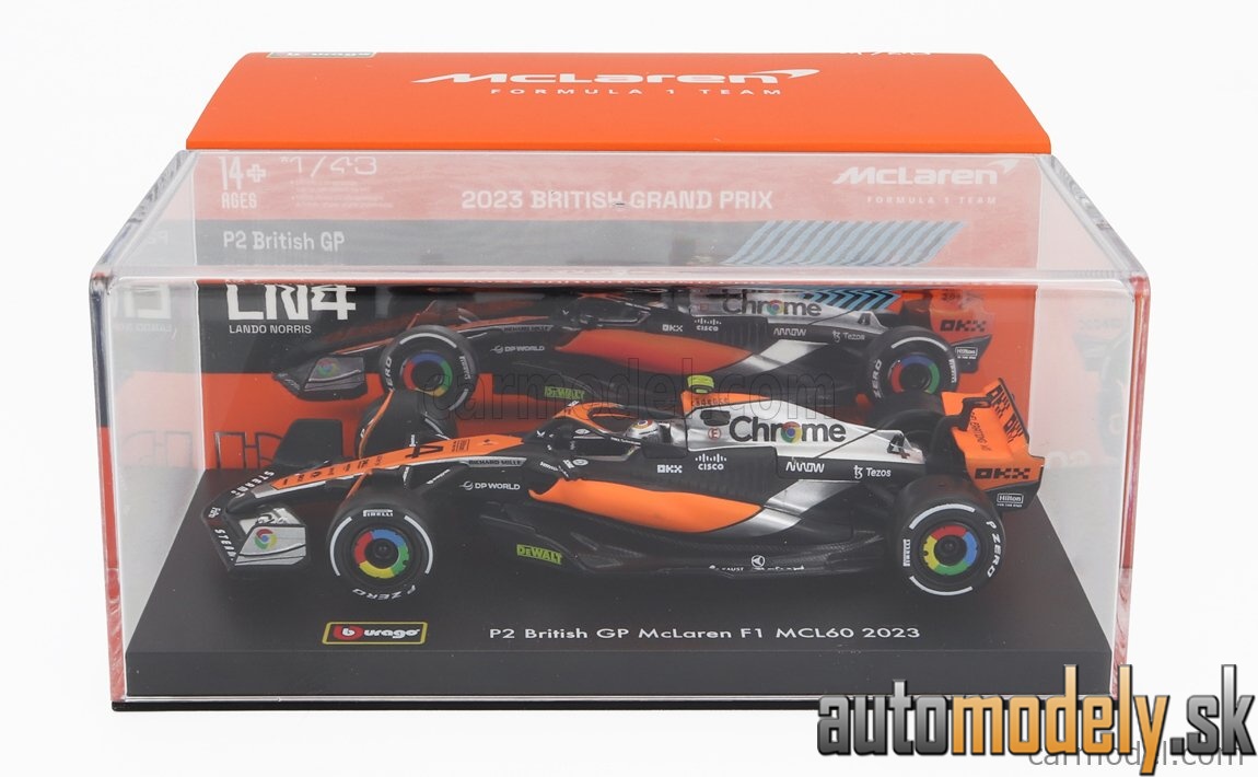 Bburago - McLAREN F1 MCL60 TEAM McLAREN N 4 2nd BRITISH GP 2023 LANDO NORRIS - 1:43