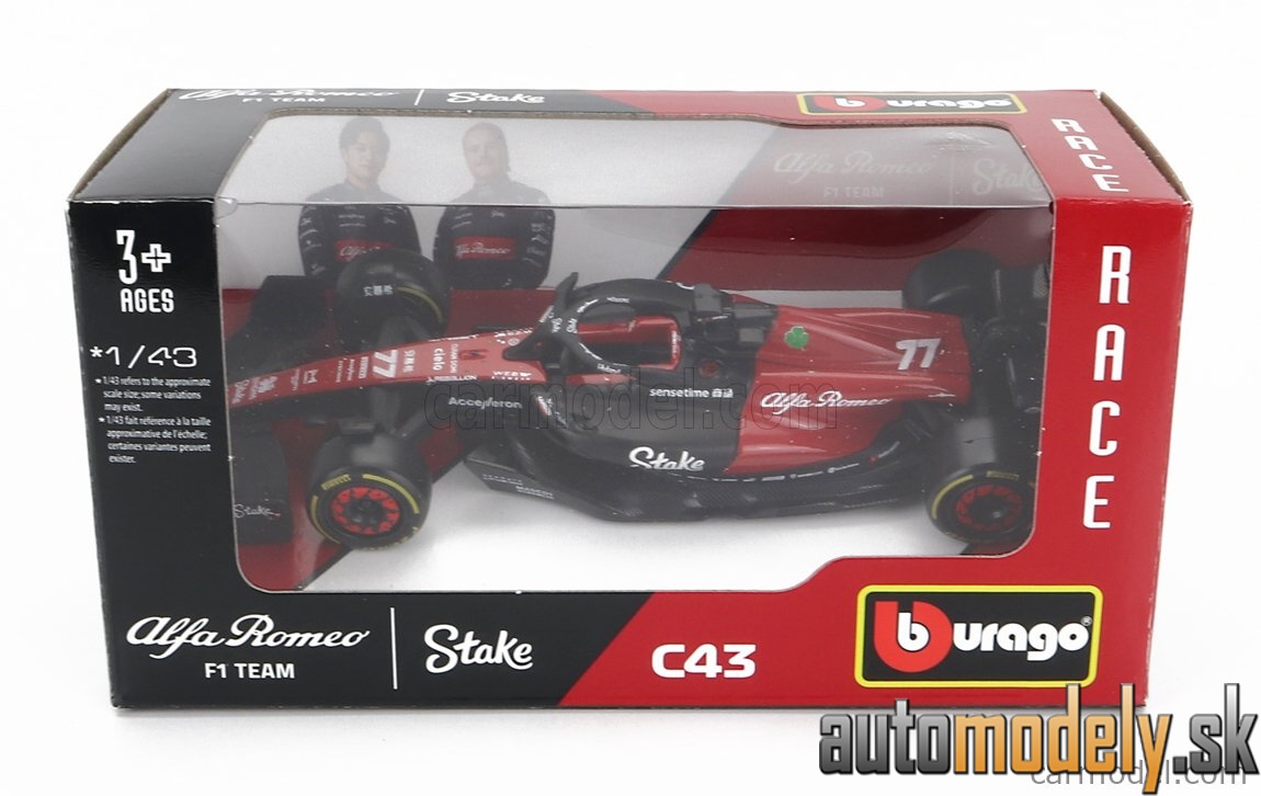 Bburago - ALFA ROMEO F1 C43 TEAM STAKE N 77 SEASON 2023 VALTTERI BOTTAS - 1:43