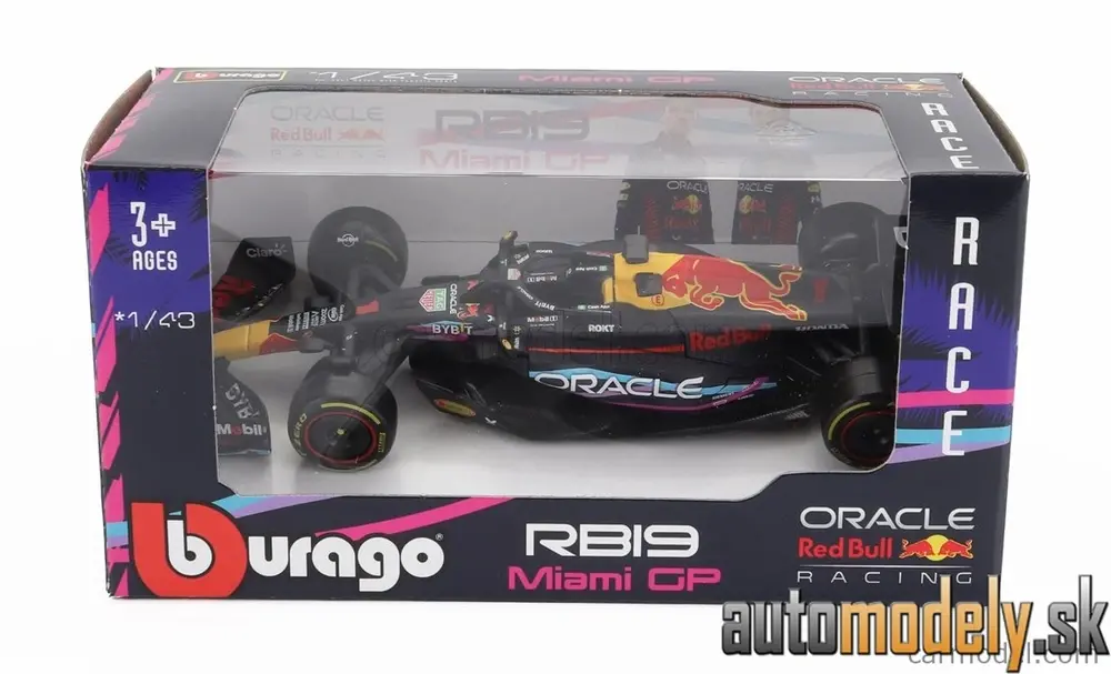 BURAGO - RED BULL F1 RB19 TEAM ORACLE RED BULL RACING N 1 WORLD CHAMPION WINNER MIAMI GP 2023 MAX VERSTAPPEN MATT BLUE - 1:43