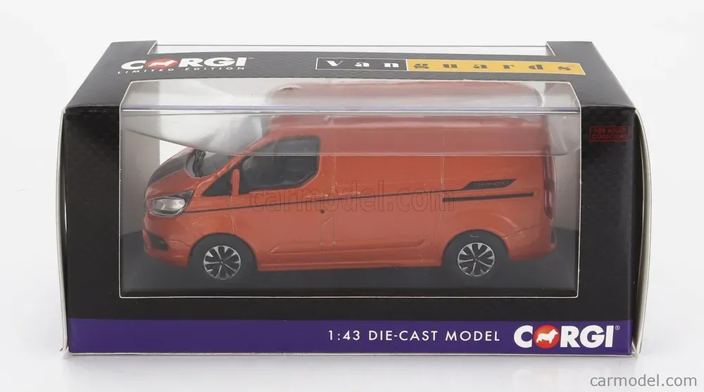 Vanguards - FORD ENGLAND TRANSIT CUSTOM VAN 2018 ORANGE MET - 1:43