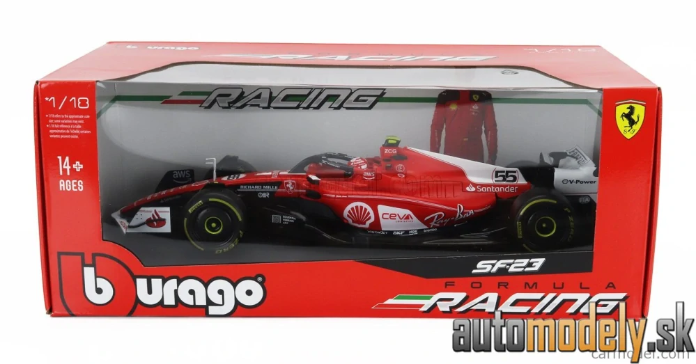Bburago - FERRARI F1 SF-23 TEAM SCUDERIA FERRARI N 55 LAS VEGAS USA GP 2023 CARLOS SAINZ - 1:18