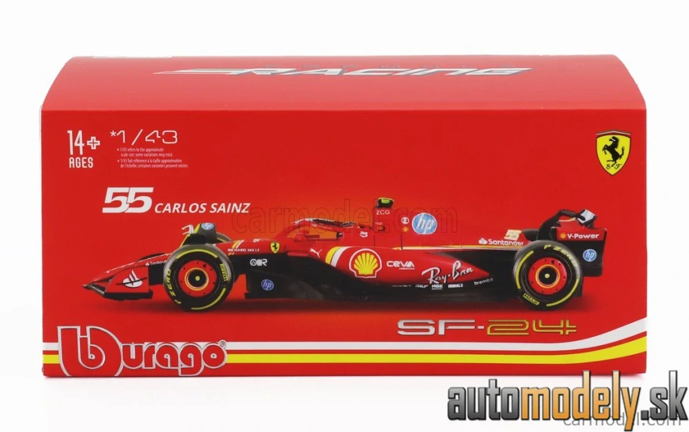 Bburago - FERRARI F1 SF-24 TEAM SCUDERIA FERRARI N 55 5th EMILIA ROMAGNA IMOLA GP 2024 CARLOS SAINZ - 1:43