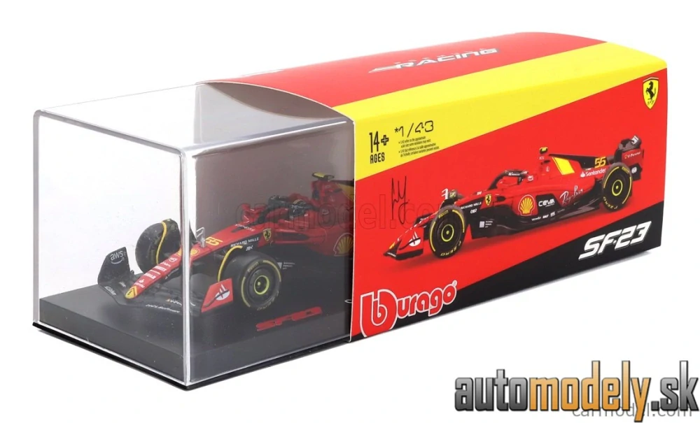 Bburago - FERRARI F1 SF-23 TEAM SCUDERIA FERRARI N 55 POLE POSITION 3rd MONZA ITALY GP 2023 CARLOS SAINZ - 1:43