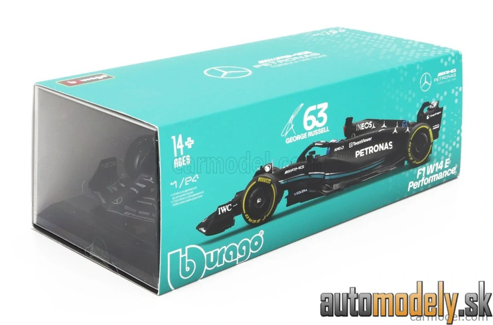 BURAGO - MERCEDES GP - F1 W14 TEAM MERCEDES-AMG PETRONAS FORMULA ONE N 63 SEASON 2023 GEORGE RUSSELL - 1:24