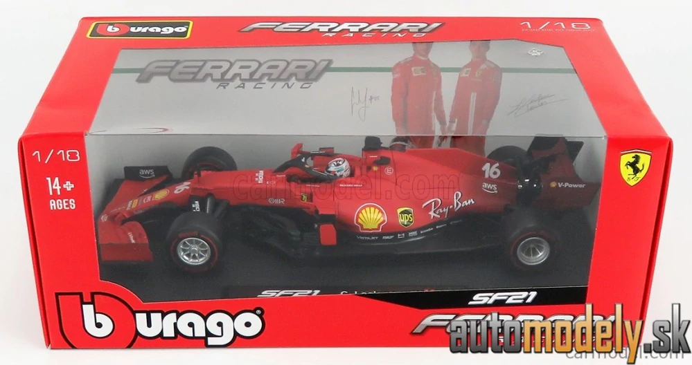 BURAGO - FERRARI - F1 SF21 TEAM SCUDERIA FERRARI MISSION WINNOW N 16 SEASON 2021 CHARLES LECLERC - 1:18