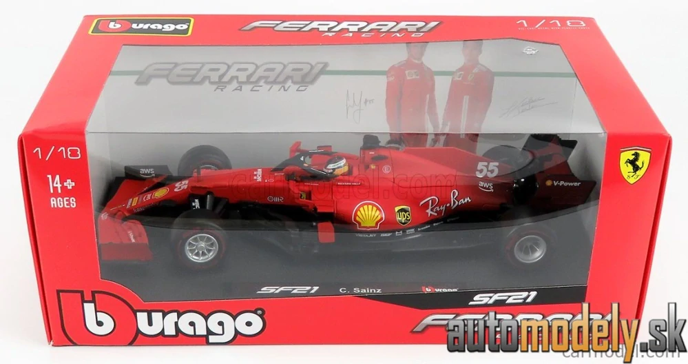 BURAGO - FERRARI - F1 SF21 TEAM SCUDERIA FERRARI MISSION WINNOW N 55 SEASON 2021 CARLOS SAINZ JR. - 1:18
