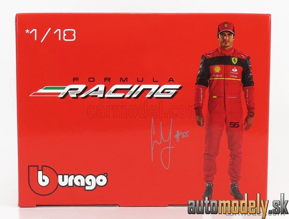 BURAGO - FERRARI - F1-75 SCUDERIA FERRARI N 55 SEASON 2022 CARLOS SAINZ - WHITE WHEELS - 1:18