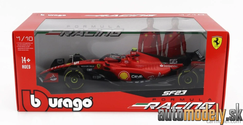 BURAGO - FERRARI - F1 SF-23 TEAM SCUDERIA FERRARI N 55 SEASON 2023 CARLOS SAINZ - 1:18