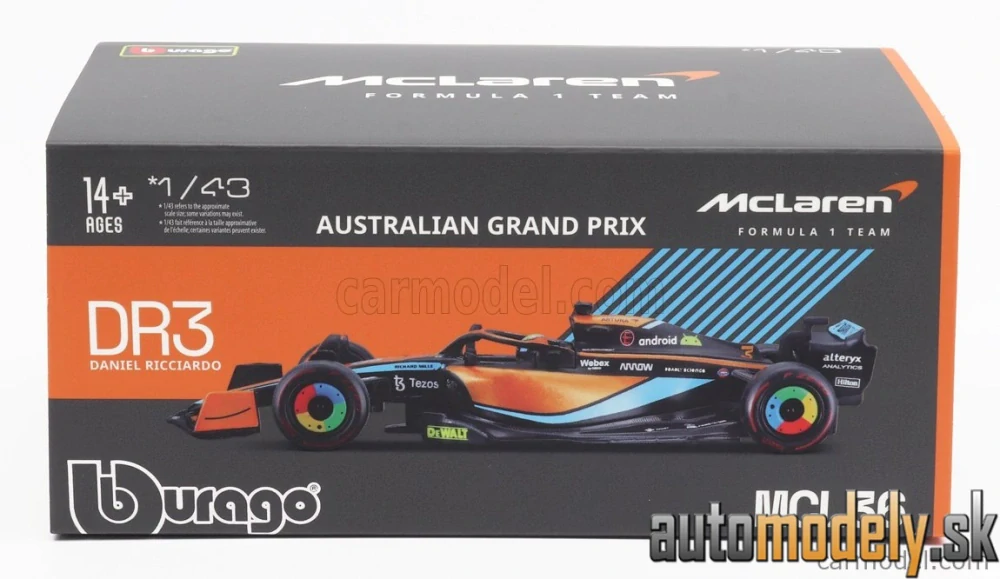 BURAGO - McLAREN - F1 MCL36 TEAM MCLAREN N 3 AUSTRALIAN GP 2022 DANIEL RICCIARDO - 1:43