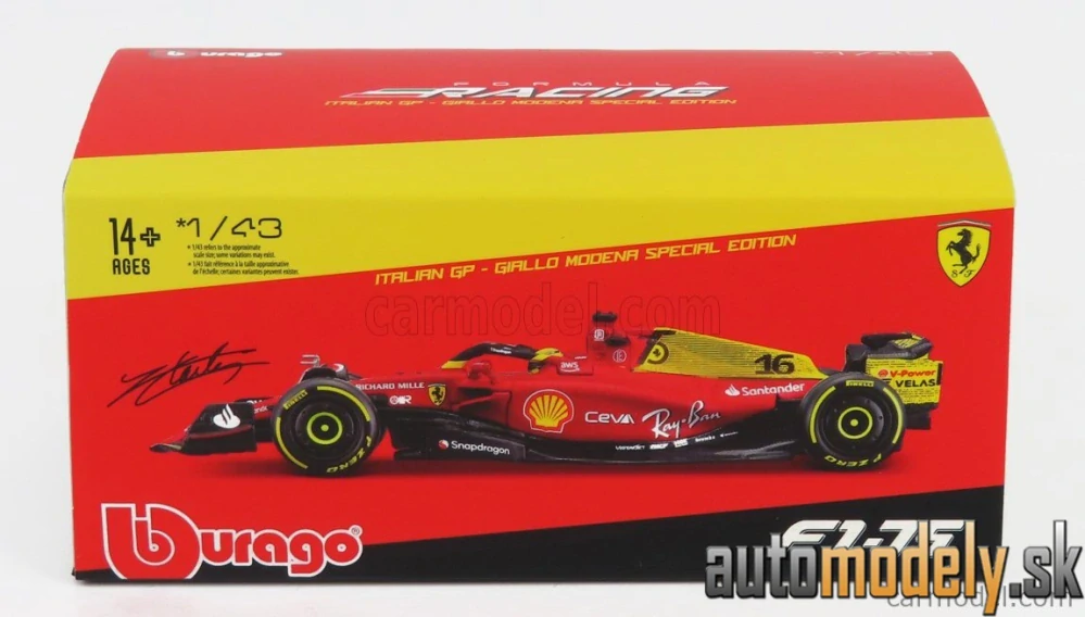 BURAGO - FERRARI - F1-75 SCUDERIA FERRARI N 16 2nd MONZA GP ITALY (POLE POSITION) 2022 CHARLES LECLERC - 1:43