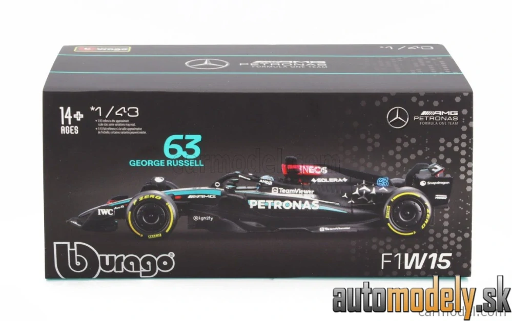 BURAGO - MERCEDES GP - F1 W15 EQ PERFORMANCE TEAM AMG PETRONAS MOTORSPORT N 63 SEASON 2024 GEORGE RUSSELL - 1:43