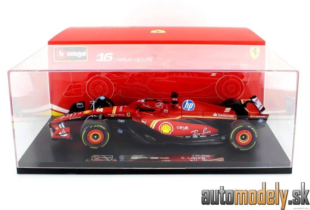 Bburago - FERRARI - F1 SF-24 TEAM SCUDERIA FERRARI N 16 4th EMILIA ROMAGNA IMOLA GP 2024 CHARLES LECLERC - 1:18