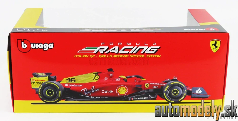 Bburago - FERRARI - F1-75 SCUDERIA FERRARI N 16 2nd MONZA GP ITALY (POLE POSITION) 2022 CHARLES LECLERC - YELLOW WHEELS - 1:18