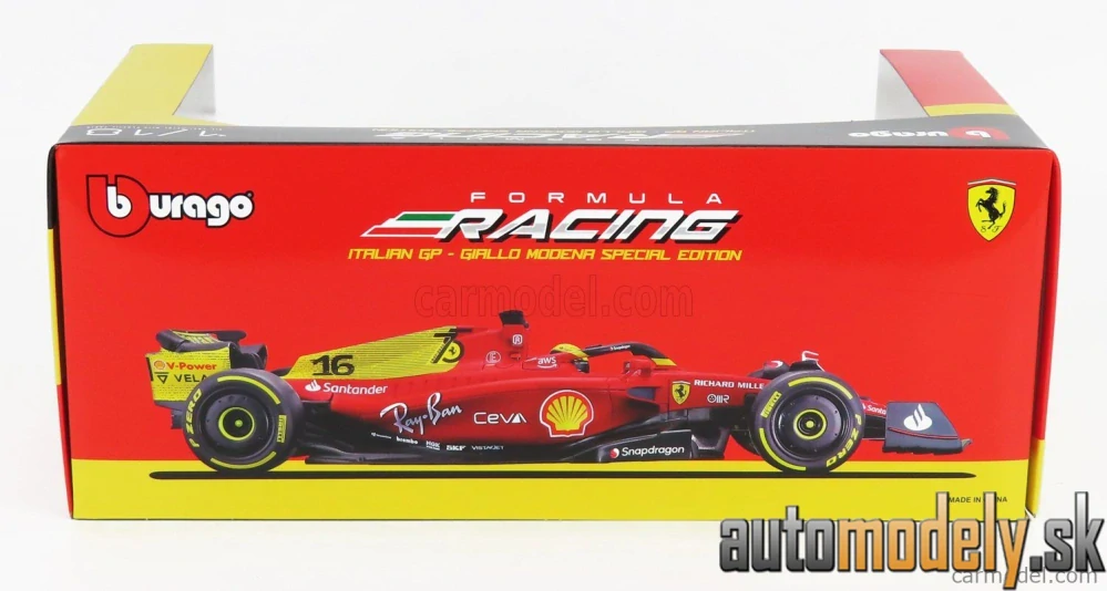 Bburago - FERRARI - F1-75 SCUDERIA FERRARI N 55 4th MONZA GP ITALY 2022 CARLOS SAINZ - YELLOW WHEELS - 1:18