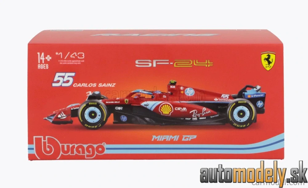 Bburago - FERRARI F1 SF-24 TEAM SCUDERIA FERRARI N 55 5th MIAMI GP 2024 CARLOS SAINZ - 1:43